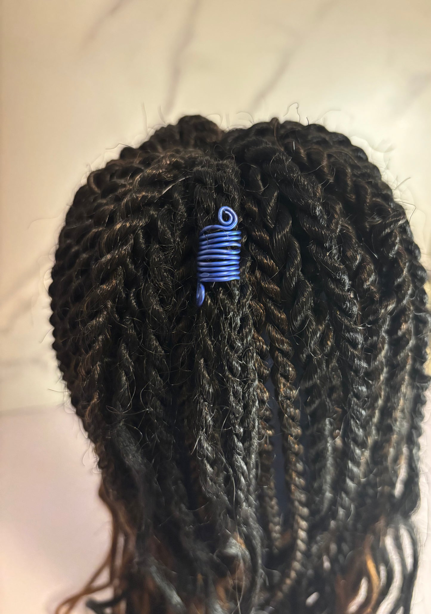 Blue Beaded Loc Jewelry Set