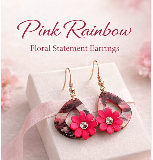 Pink Rainbow — Floral Statement Earrings