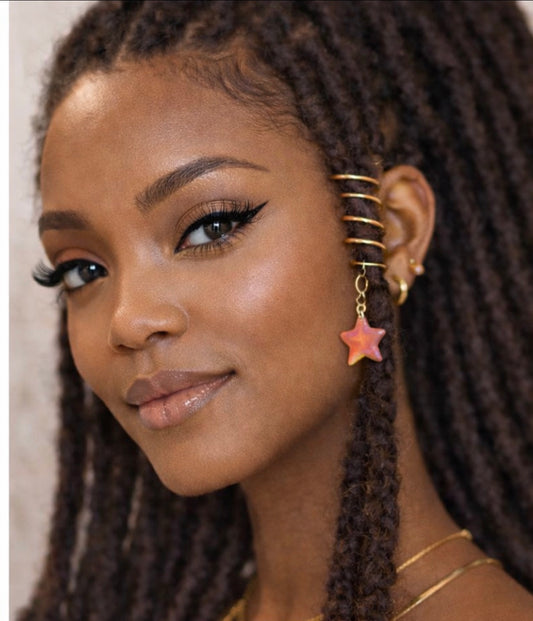 Bright Rainbow Star Loc Spiral Hair Jewelry