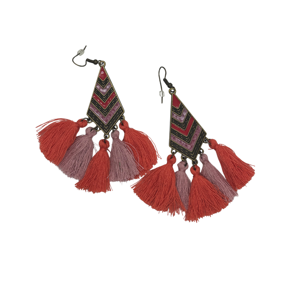 Multicolor Tassel Dangle Earrings – Boho Fringe Statement Earrings for Women