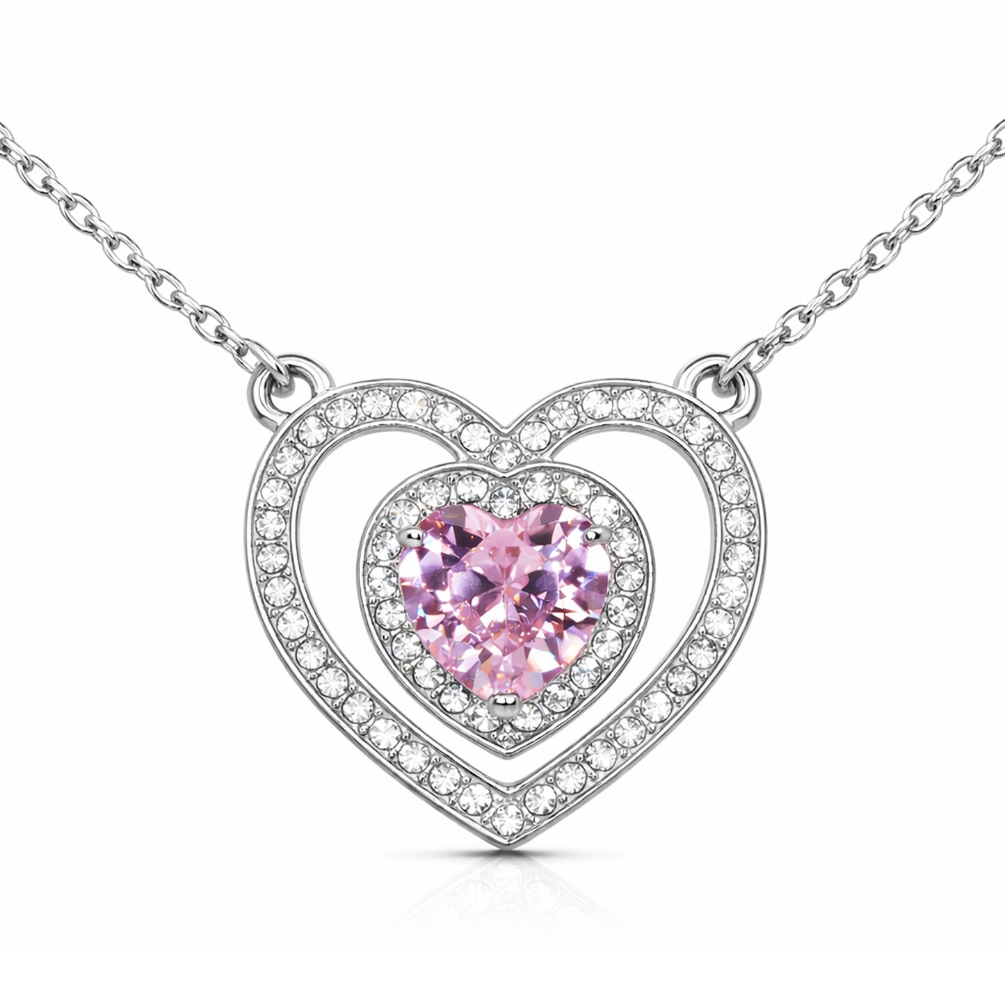 Double Heart Pendant Necklace