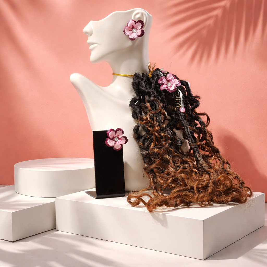 Dreadlock Flower Pink And Burgundy