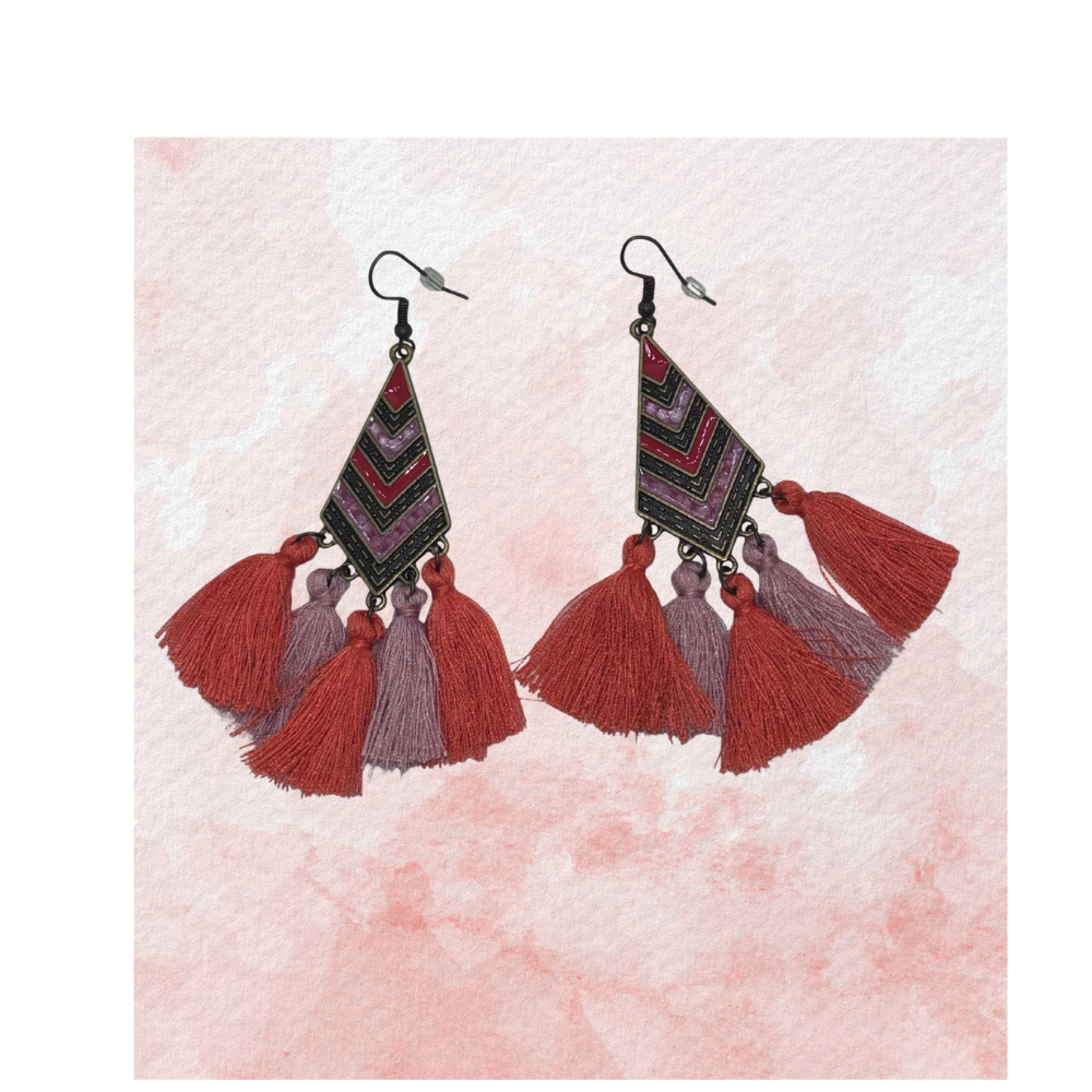Multicolor Tassel Dangle Earrings – Boho Fringe Statement Earrings for Women