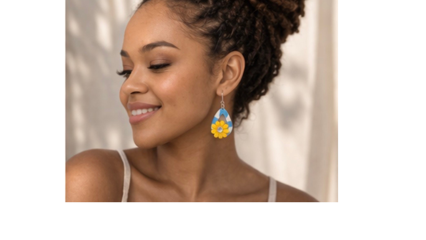 Blue Floral Dangle Earrings – Handmade Boho Lightweight Drop Earrings for Women