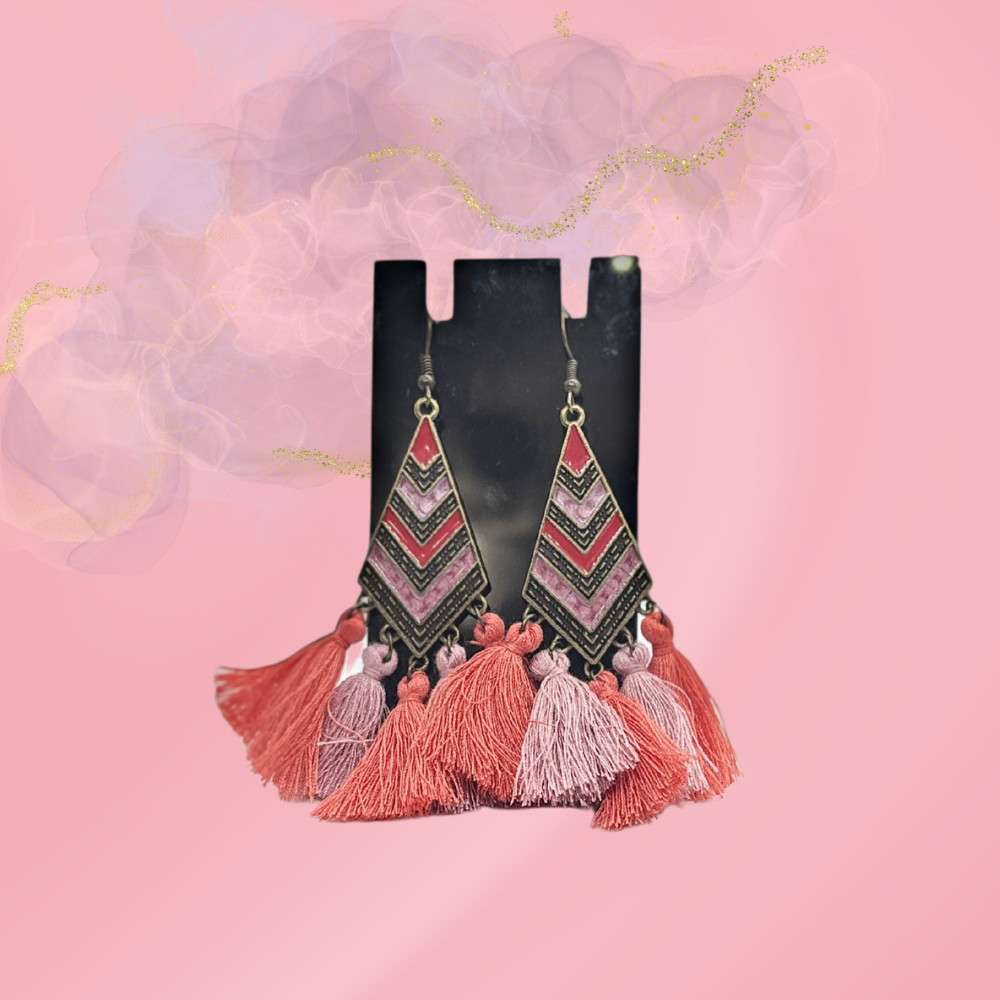 Multicolor Tassel Dangle Earrings – Boho Fringe Statement Earrings for Women