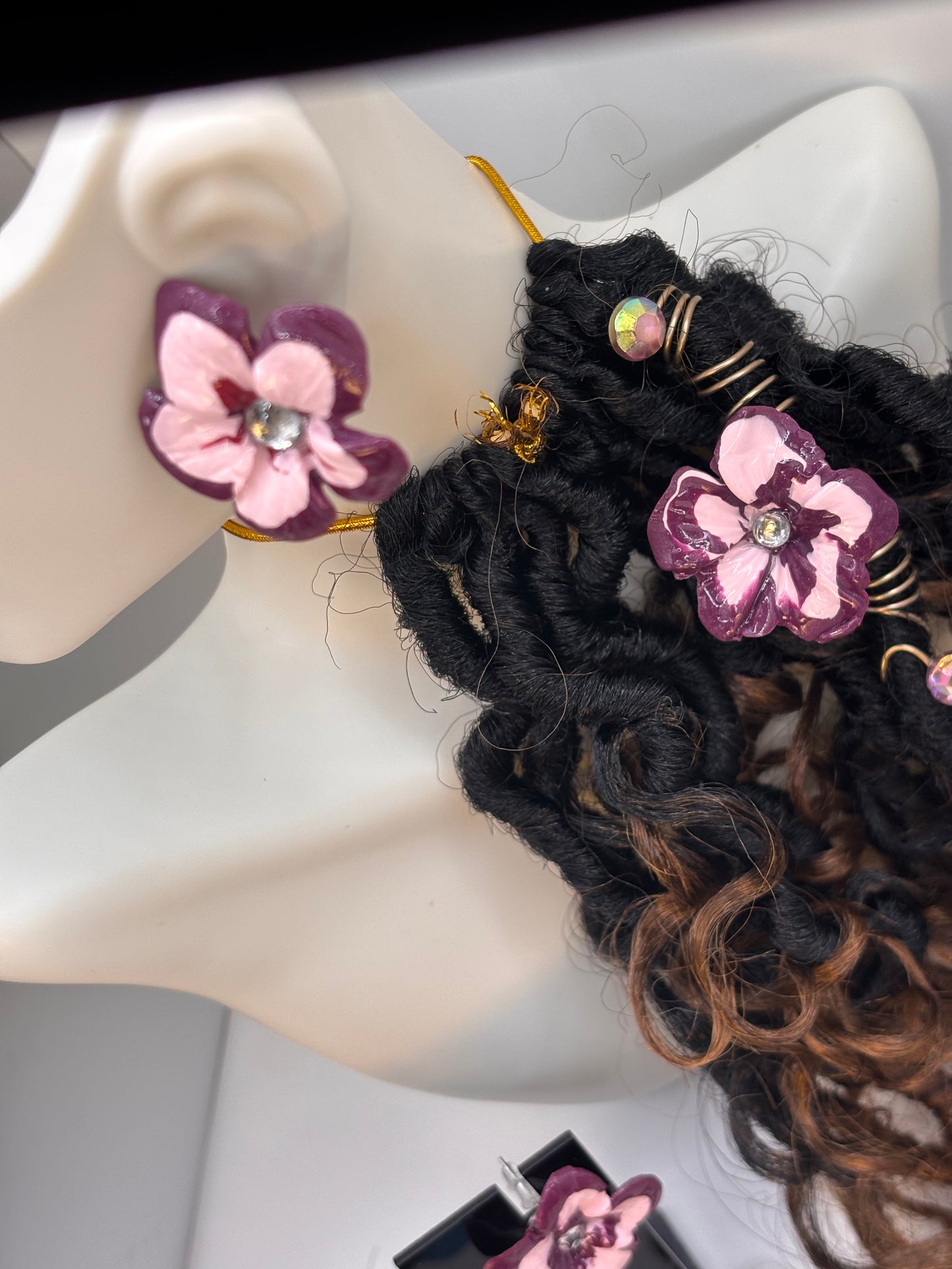 Dreadlock Flower Pink And Burgundy