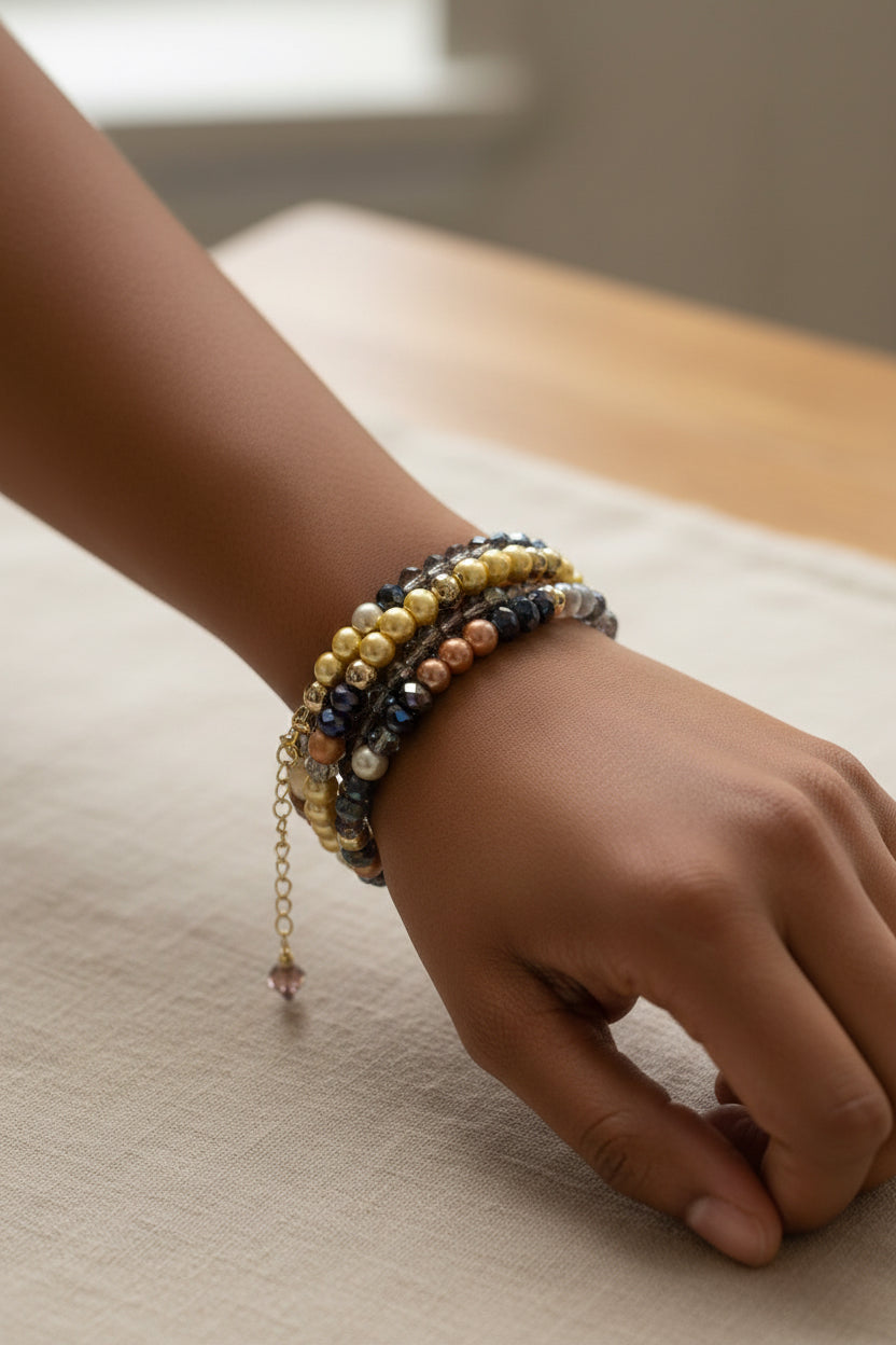 Golden Luxe Crystal & Stone Bracelet Stack