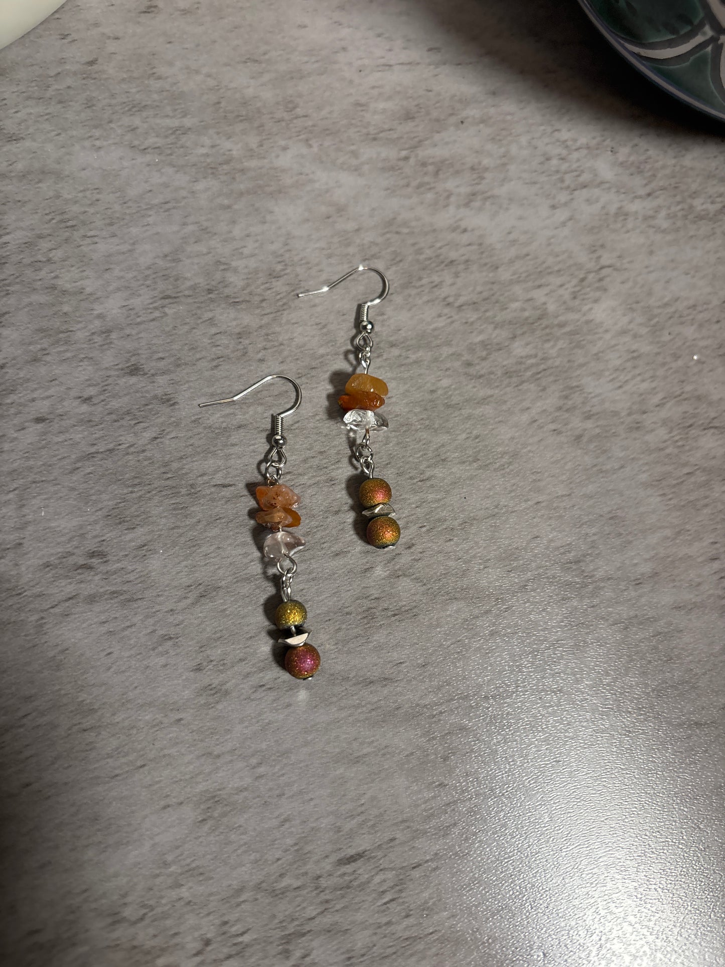 Peach and Multicolored Earrings