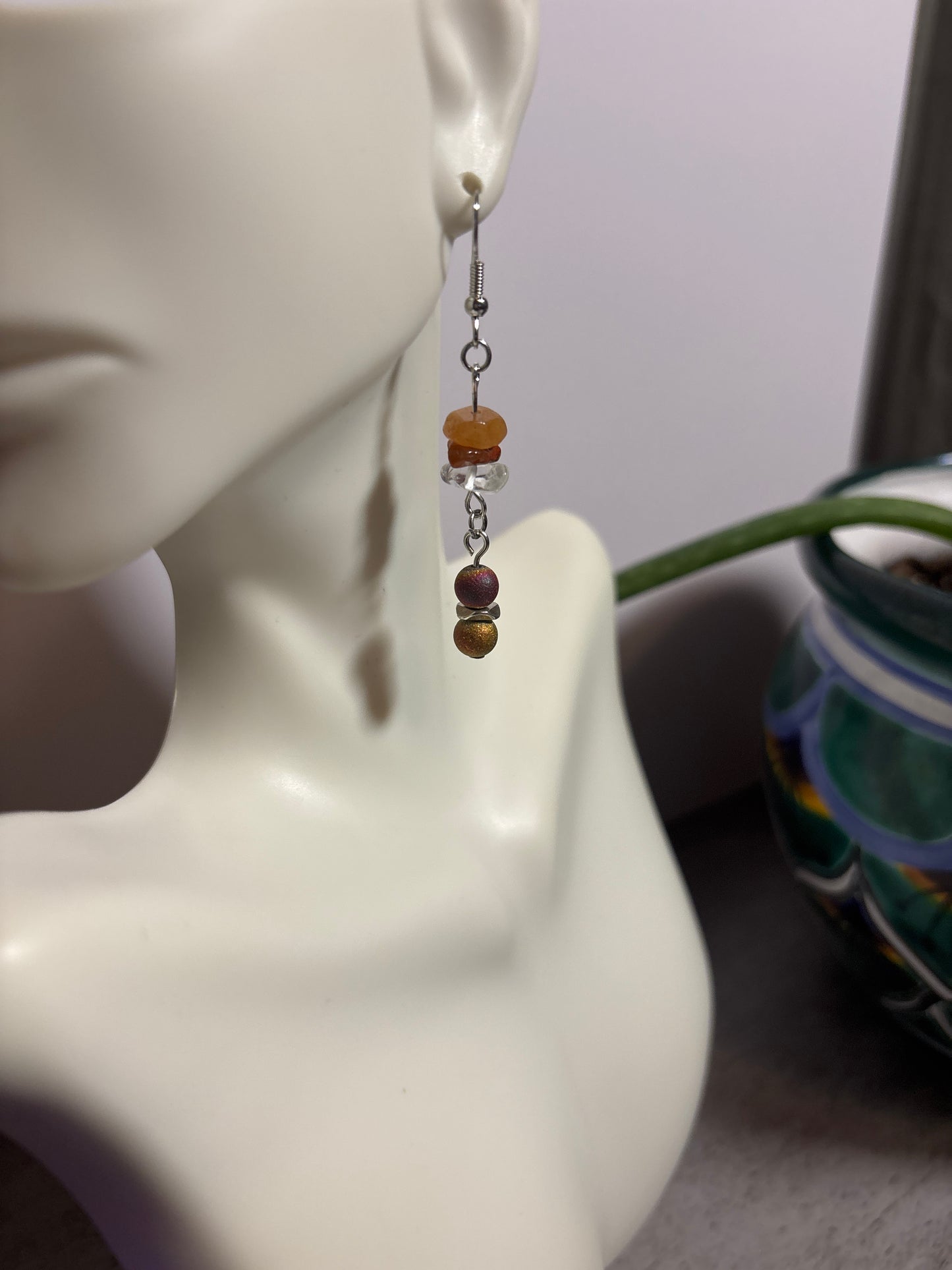 Peach and Multicolored Earrings
