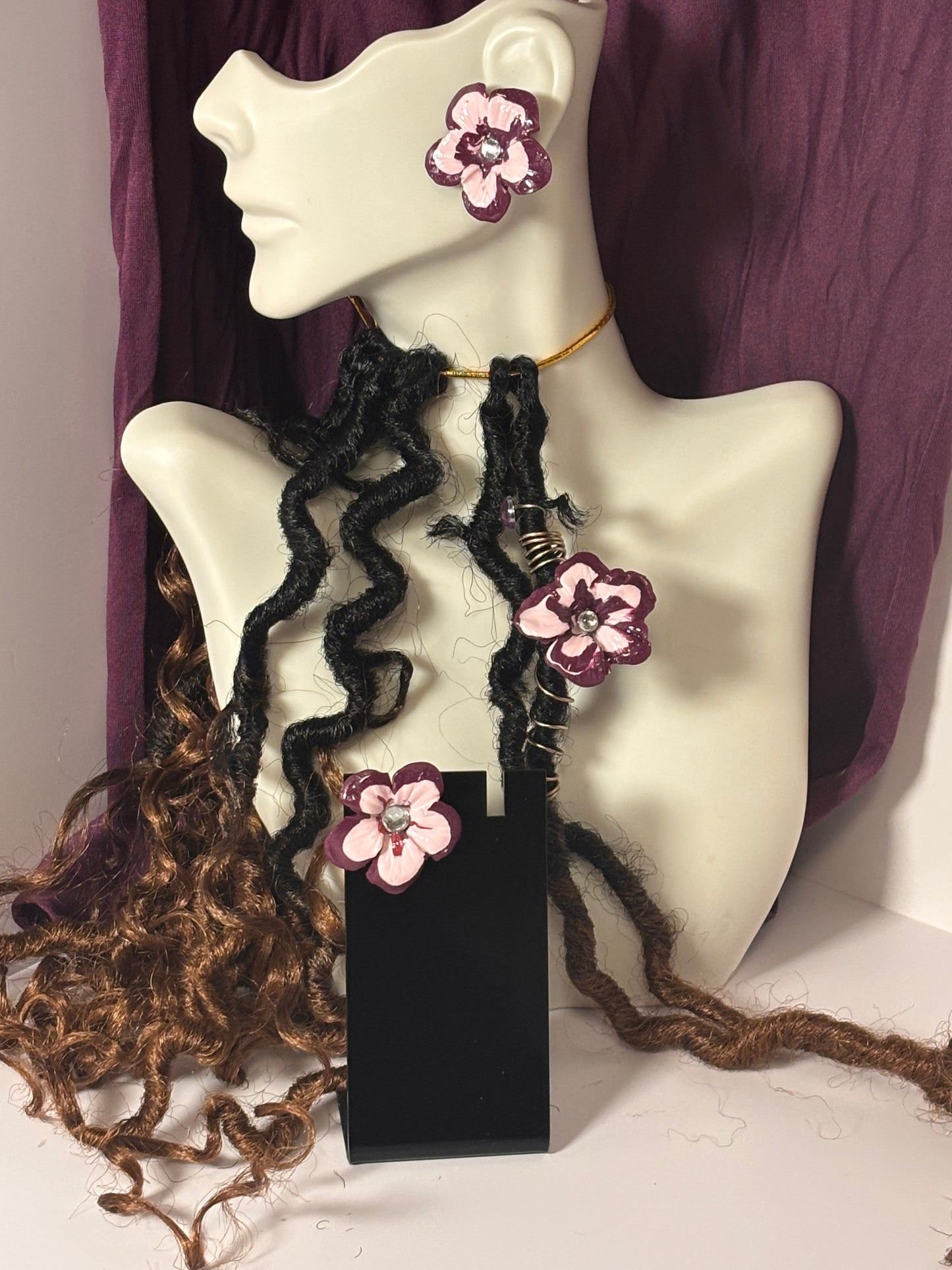 Dreadlock Flower Pink And Burgundy