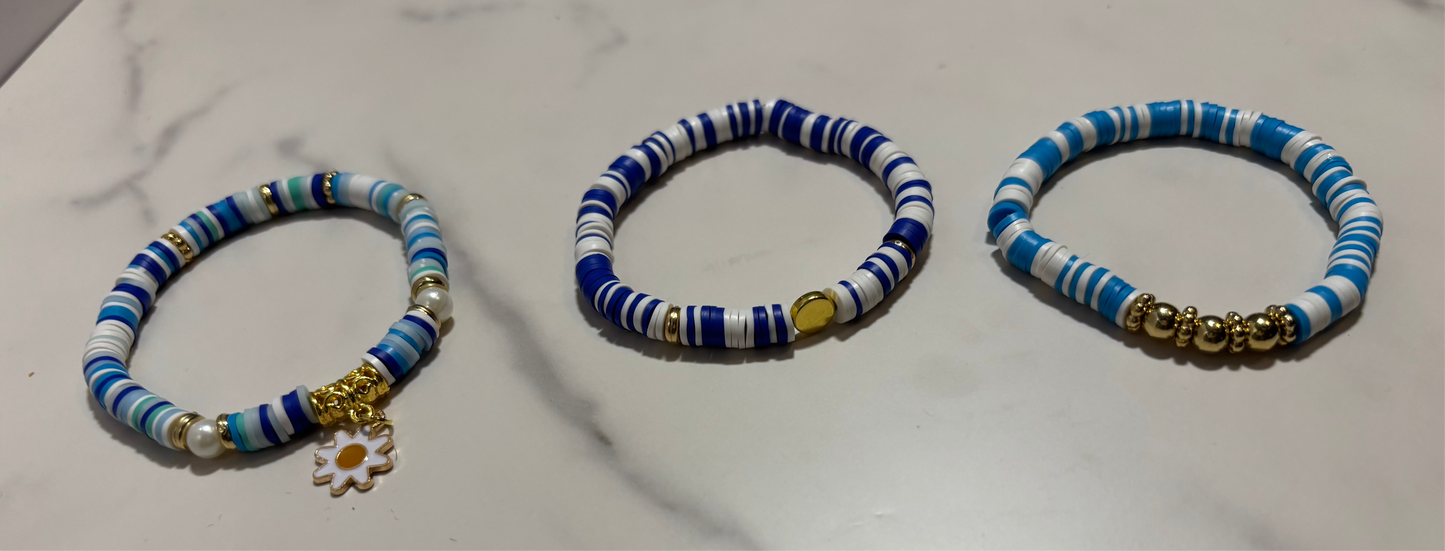 Blue and White Clay Bead set