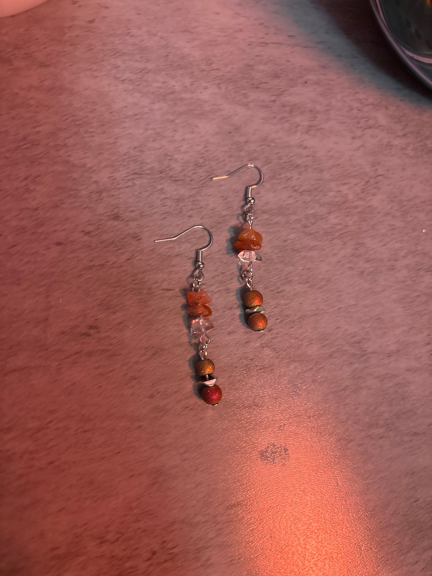 Peach and Multicolored Earrings