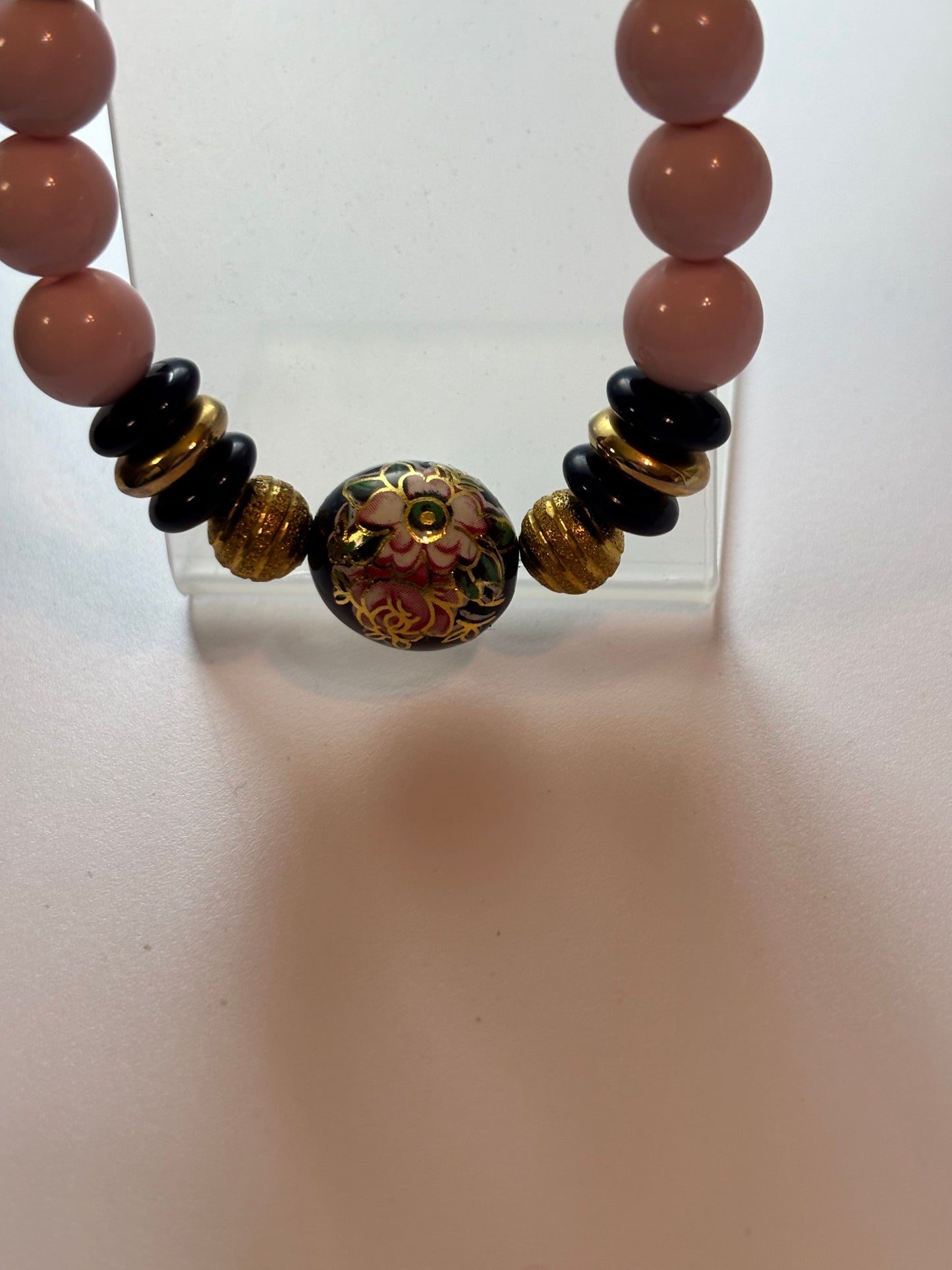 Pink Beaded Jewelry Set – Floral Accent Stretch Bracelet & Earrings | Unique Handmade Gift for Her, Birthday or Mother’s Day