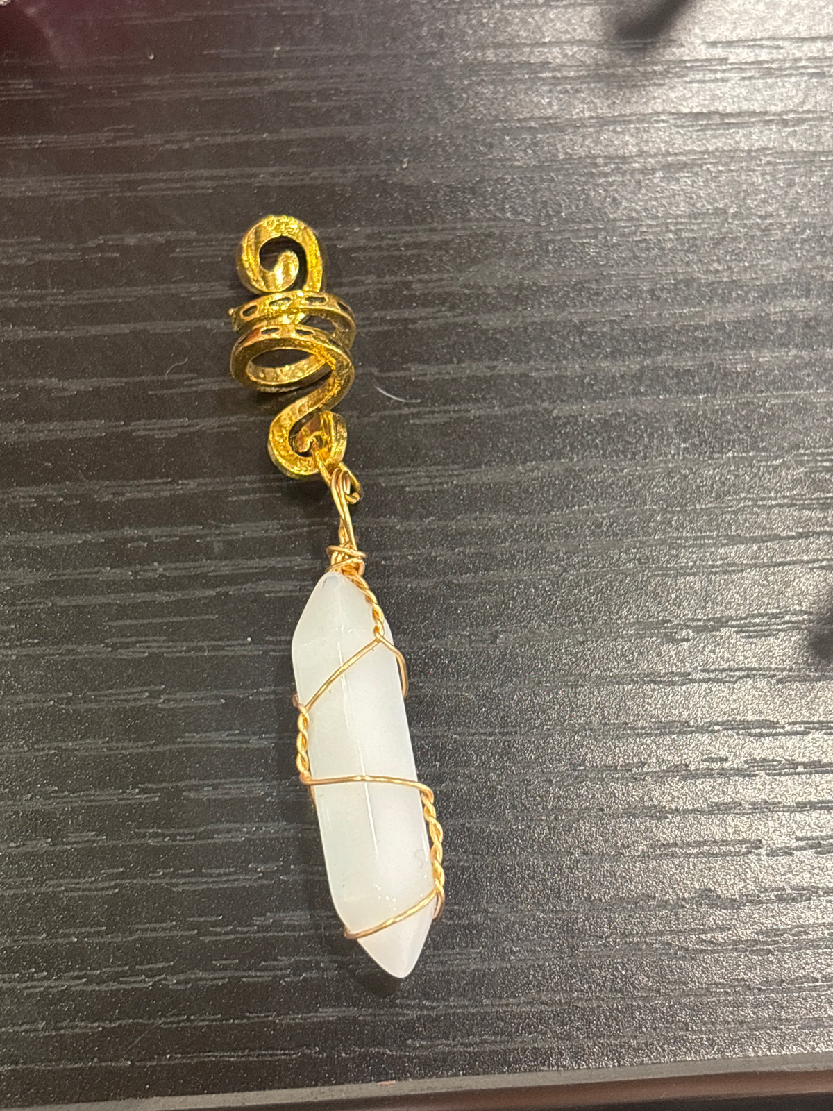BLINGN Crystal Point Loc Charm | Gold-Wrapped Gemstone Dreadlock Jewelry