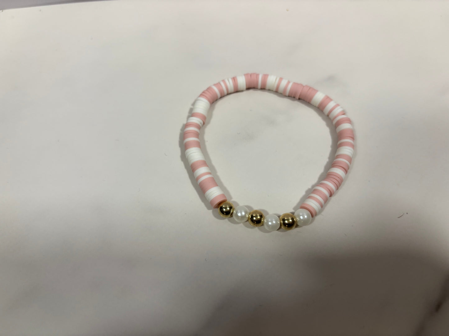 Clay Bracelet set in pink brown white, 