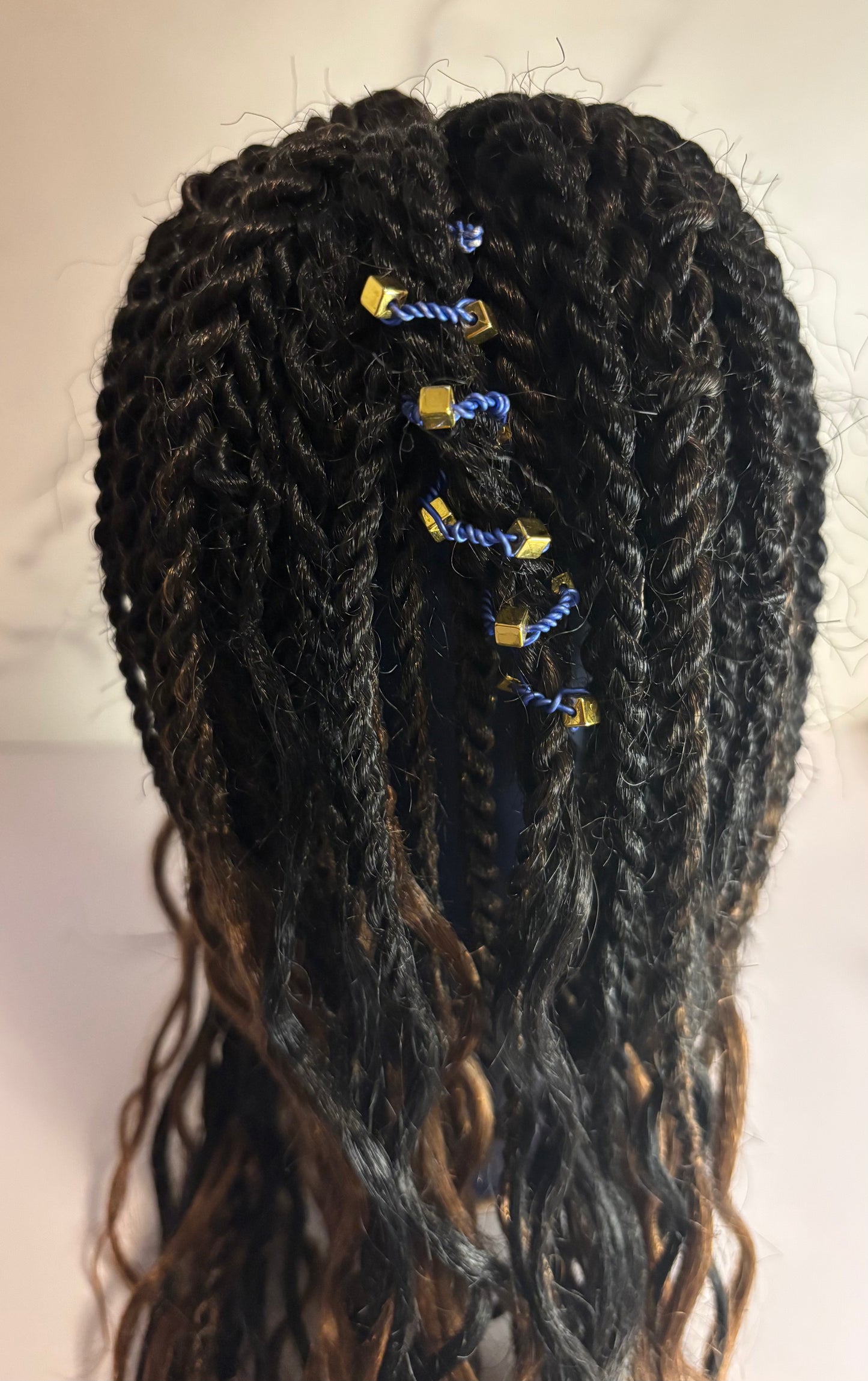 Blue Beaded Loc Jewelry Set