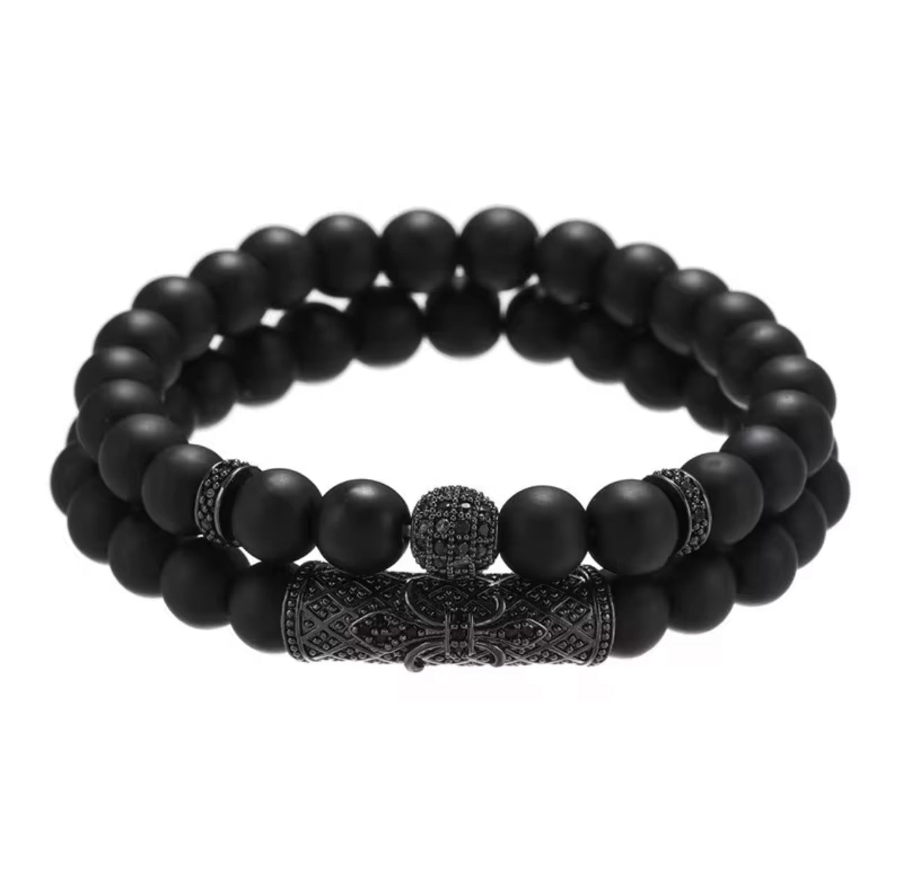 Bead Bracelet, Black Bead Bracelet, Men’s Black Bead Bracelet