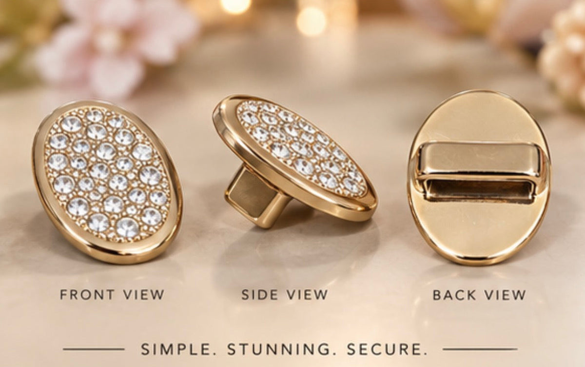 Gold Rhinestone Oval Loc Jewelry – Set of 3