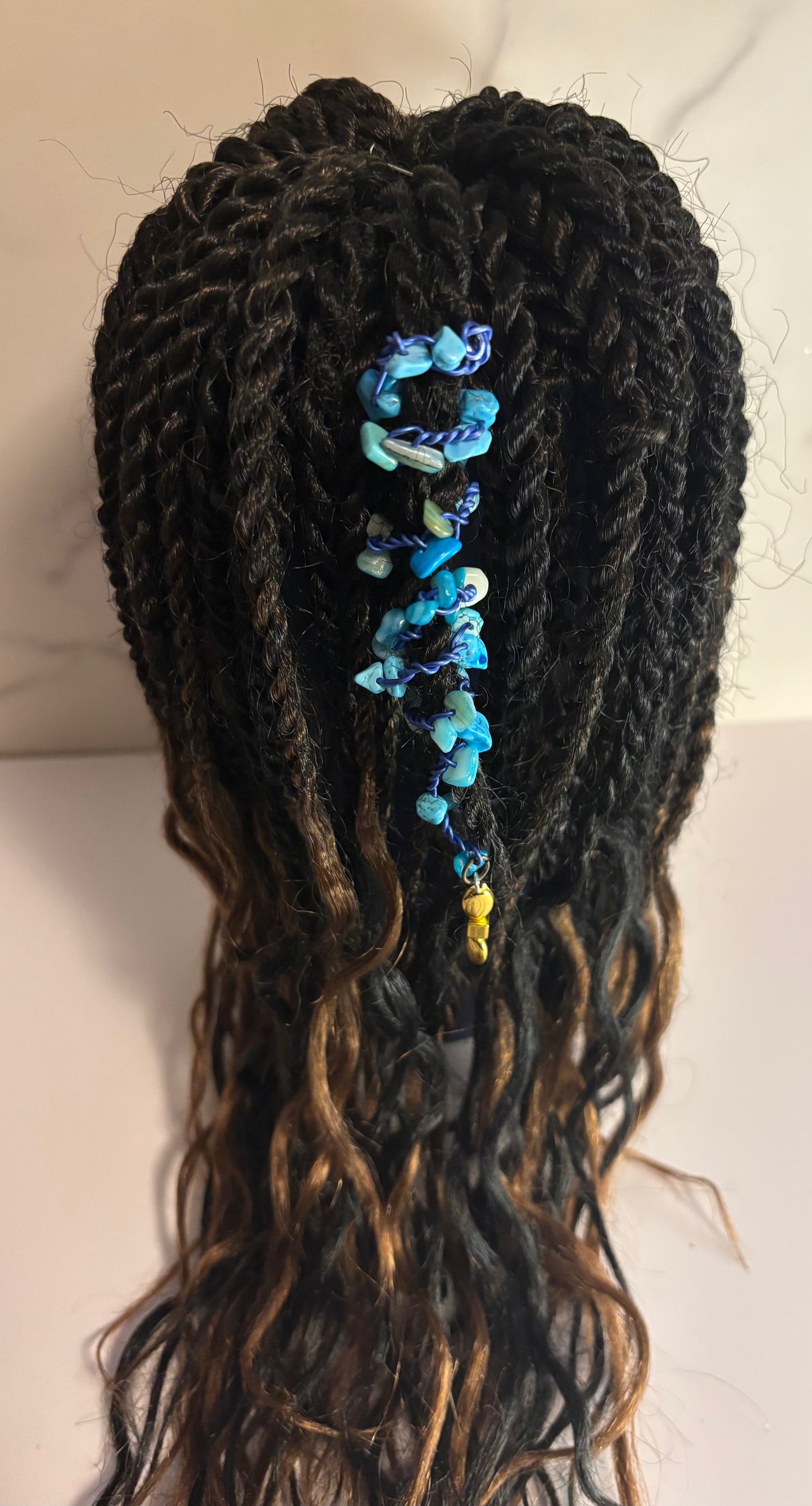 Blue Beaded Loc Jewelry Set