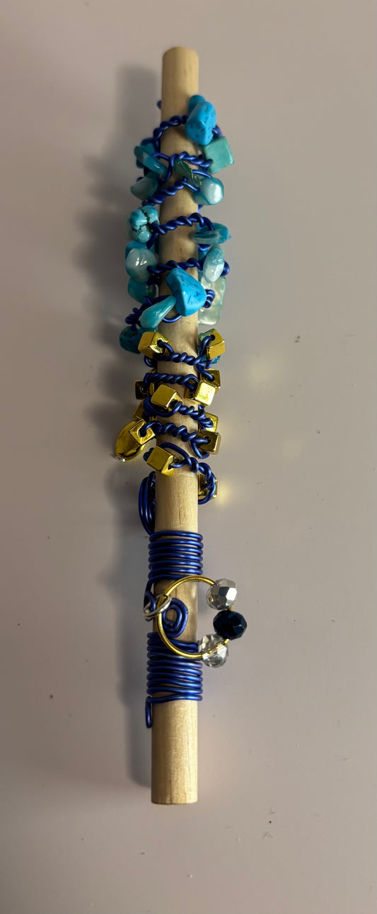 Blue Beaded Loc Jewelry Set