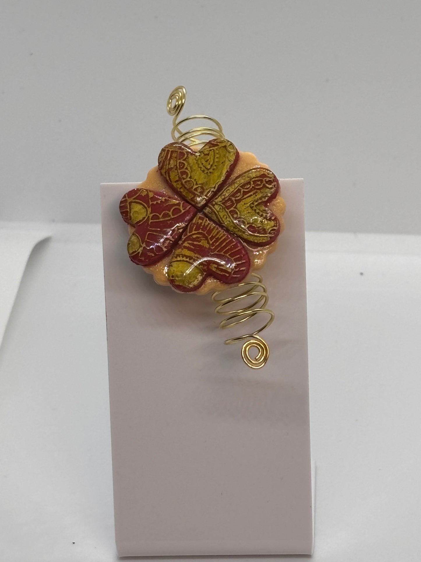 Afrocentric Heart Loc Jewelry | Red & Gold Embossed Dreadlock Accessory | Handmade Statement Piece for Locs