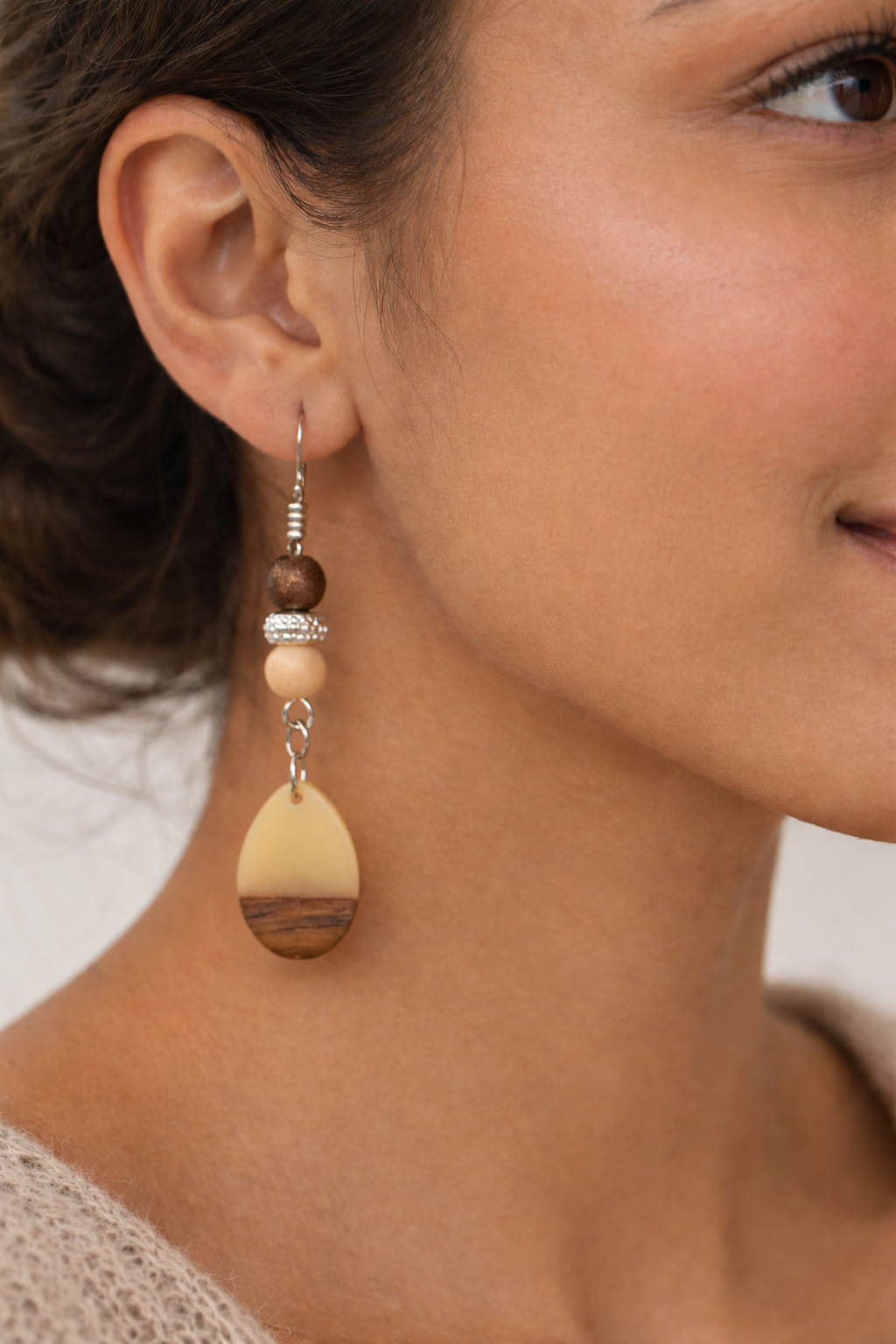 Golden Sand & Walnut Drop Earrings