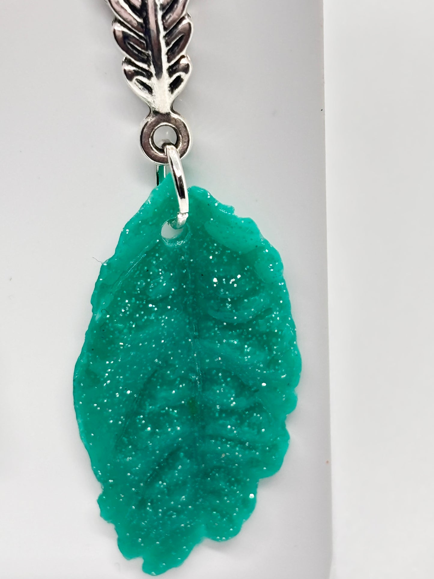 Green Crystal Leaf Statement Earrings