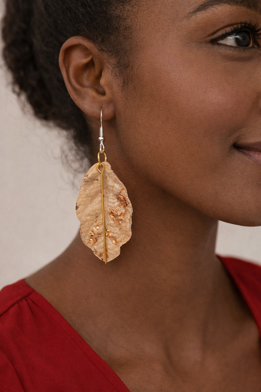 Marbled Clay Leaf Drops with Copper Foil