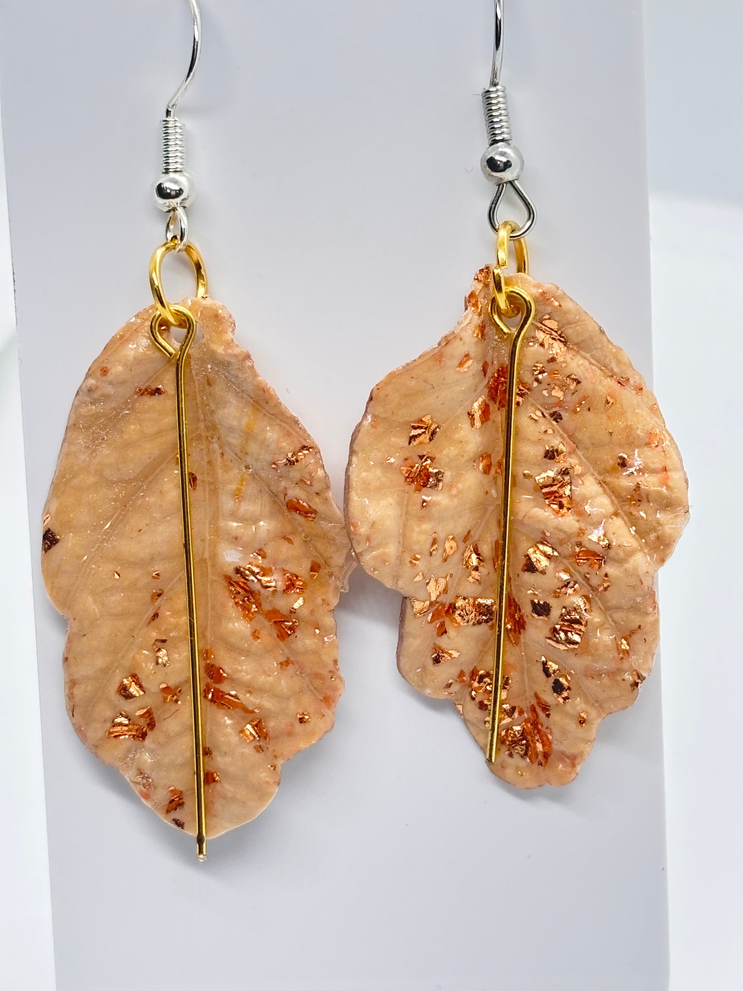 Marbled Clay Leaf Drops with Copper Foil