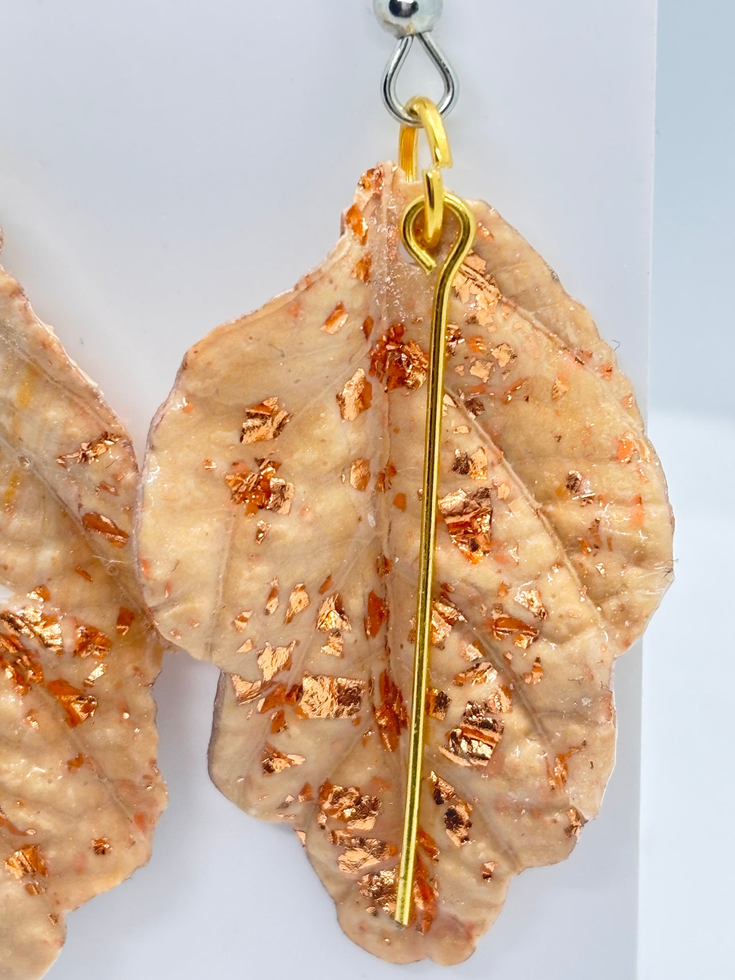 Marbled Clay Leaf Drops with Copper Foil