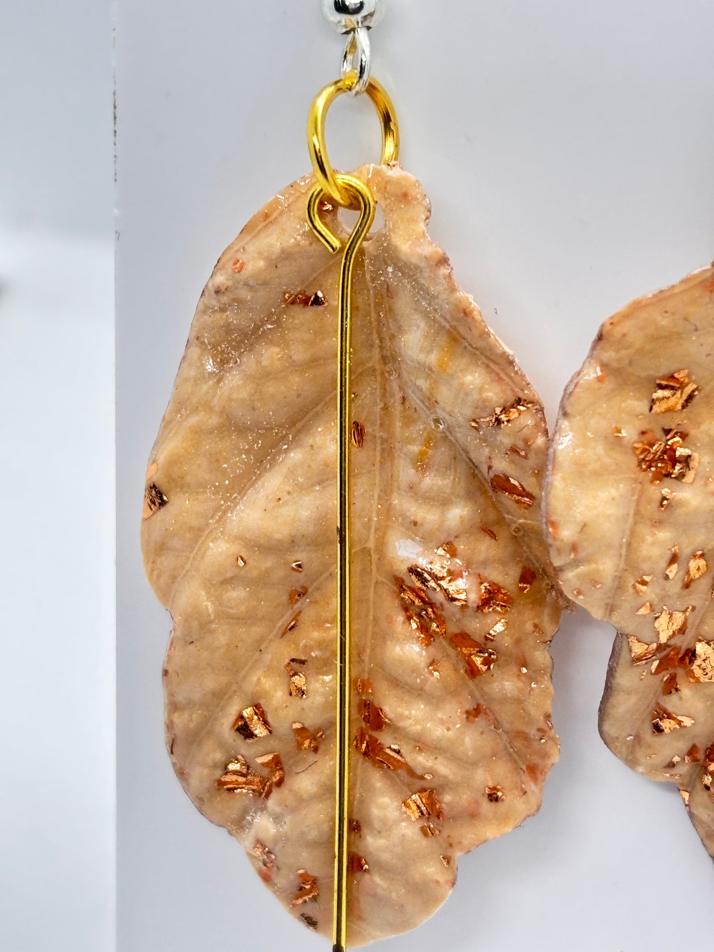 Marbled Clay Leaf Drops with Copper Foil