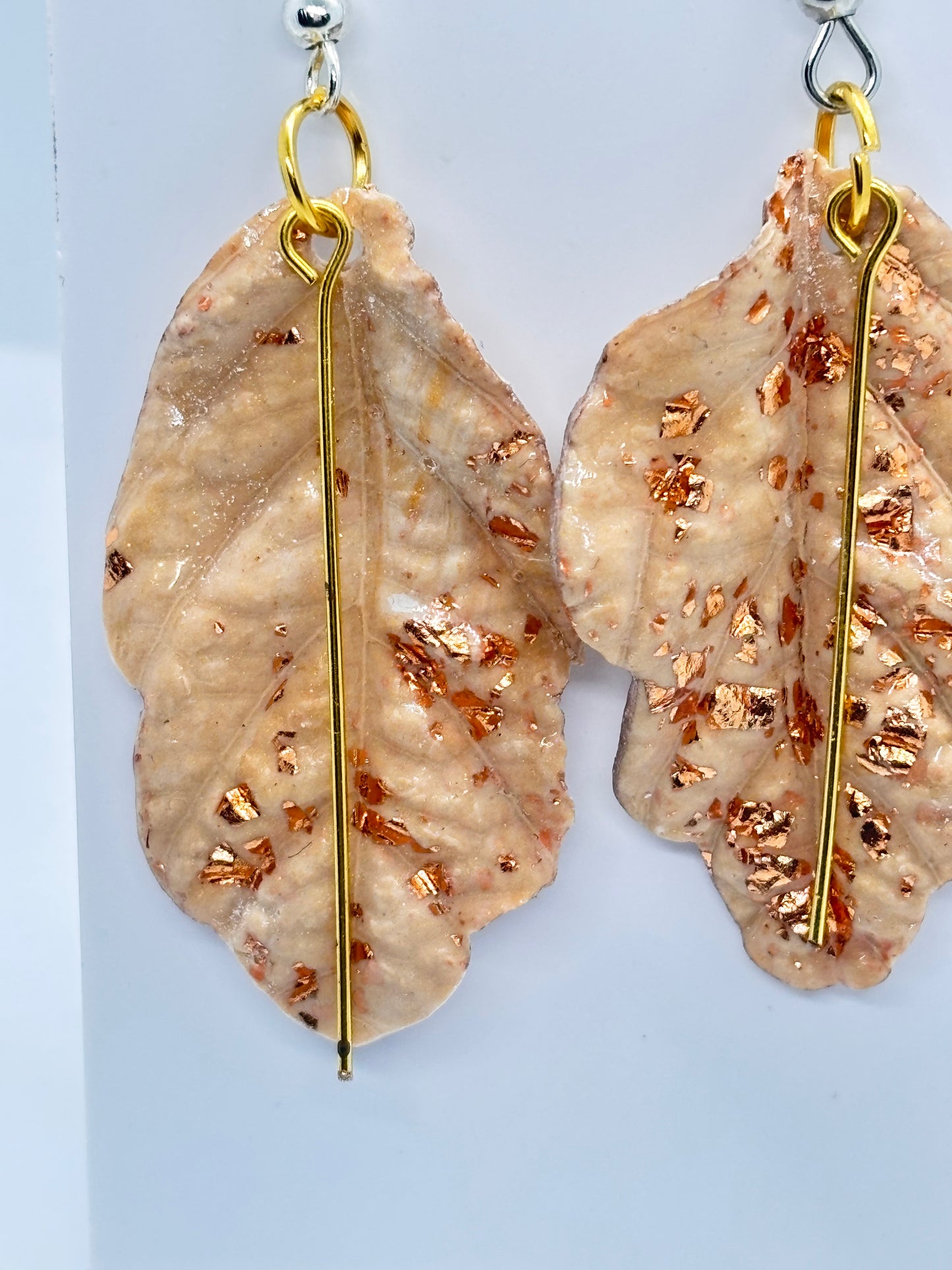Marbled Clay Leaf Drops with Copper Foil