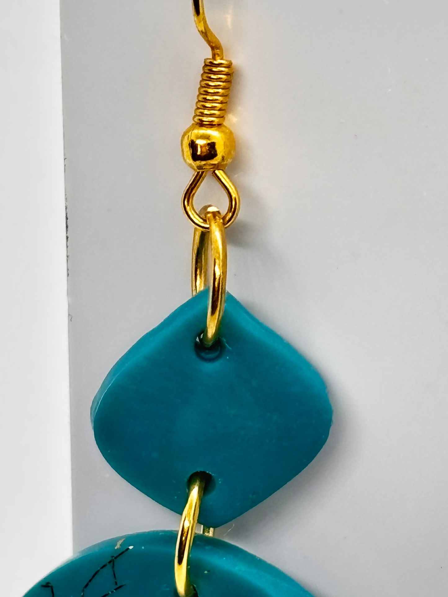 Teal Botanical Arch Drops with Gold Hardware