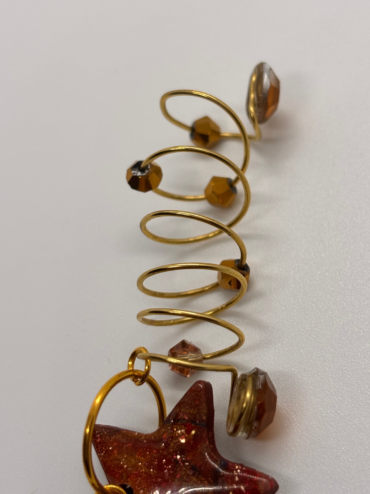 Celestial Ember Star Loc Spiral – Gold Dangle Hair Jewelry