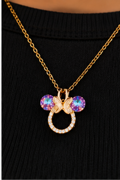 Mouse Necklace 18k gold and zirconia