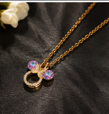 Mouse Necklace 18k gold and zirconia