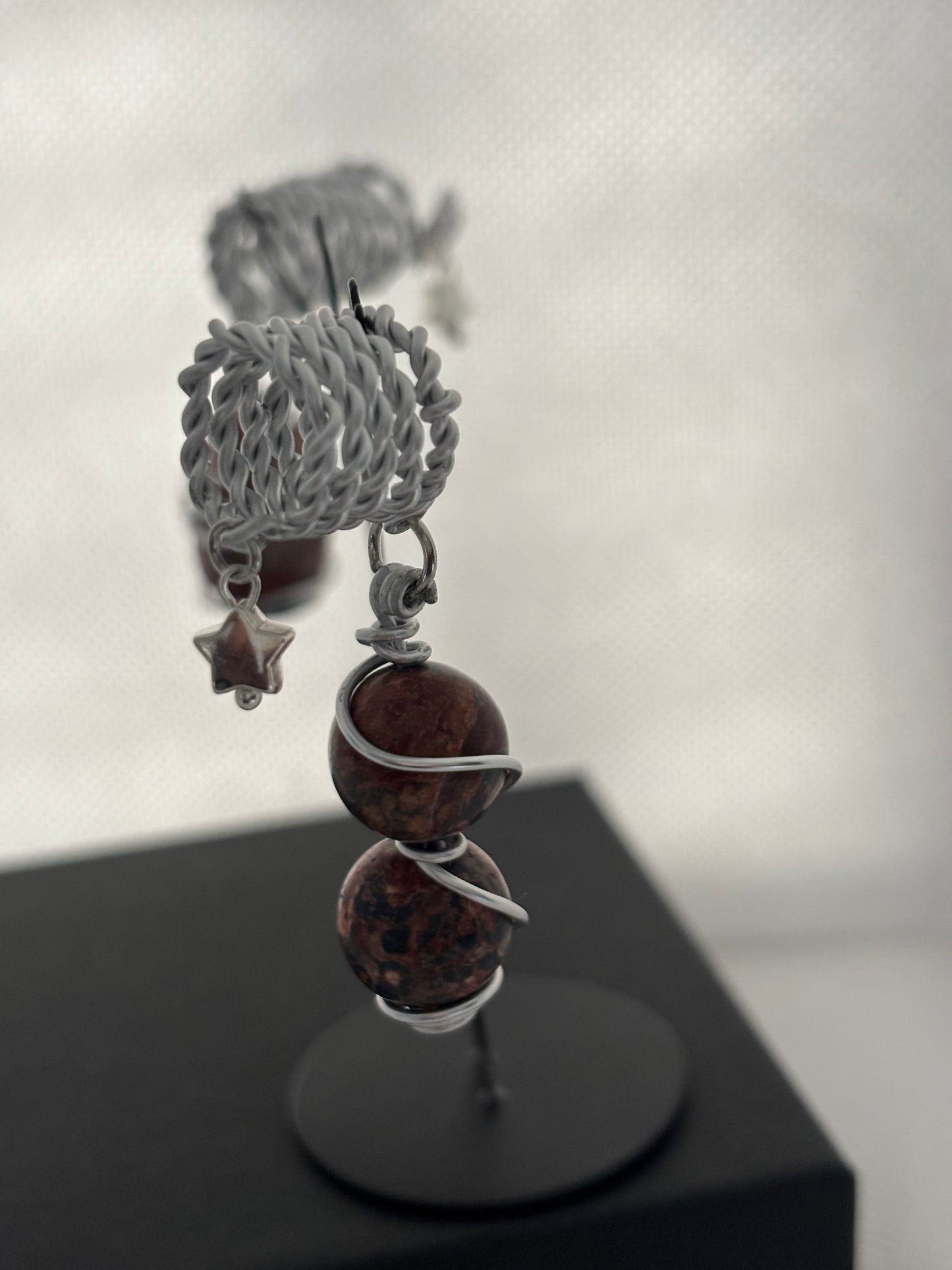 2 piece Handmade Wire Wrapped Natural Stone Hair Jewelry for Dreadlocks Braids Twist