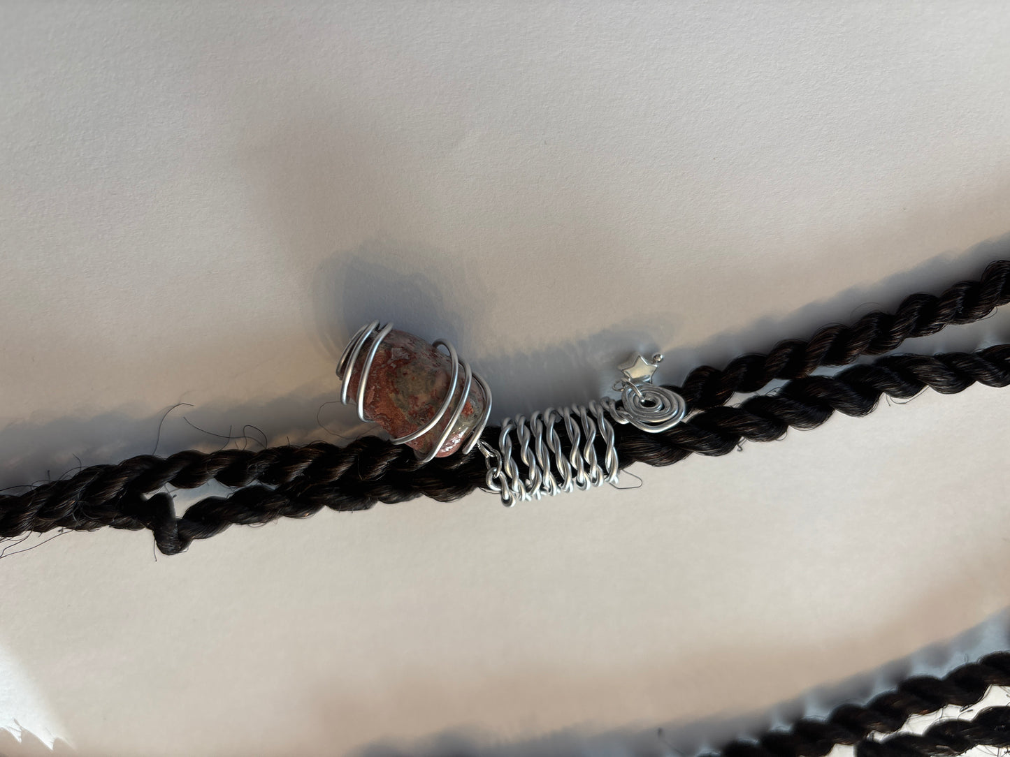 2 piece Handmade Wire Wrapped Natural Stone Hair Jewelry for Dreadlocks Braids Twist