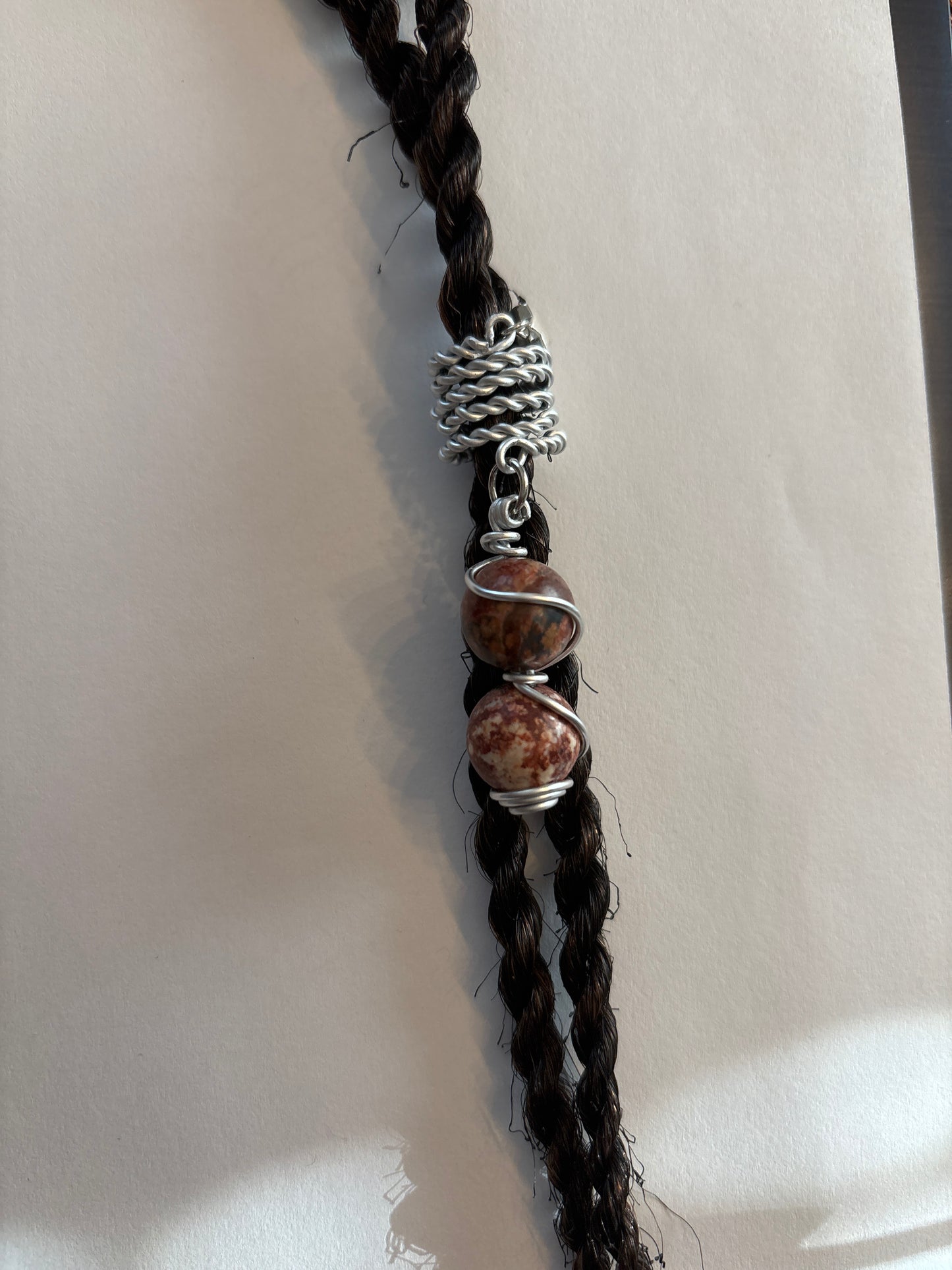 2 piece Handmade Wire Wrapped Natural Stone Hair Jewelry for Dreadlocks Braids Twist