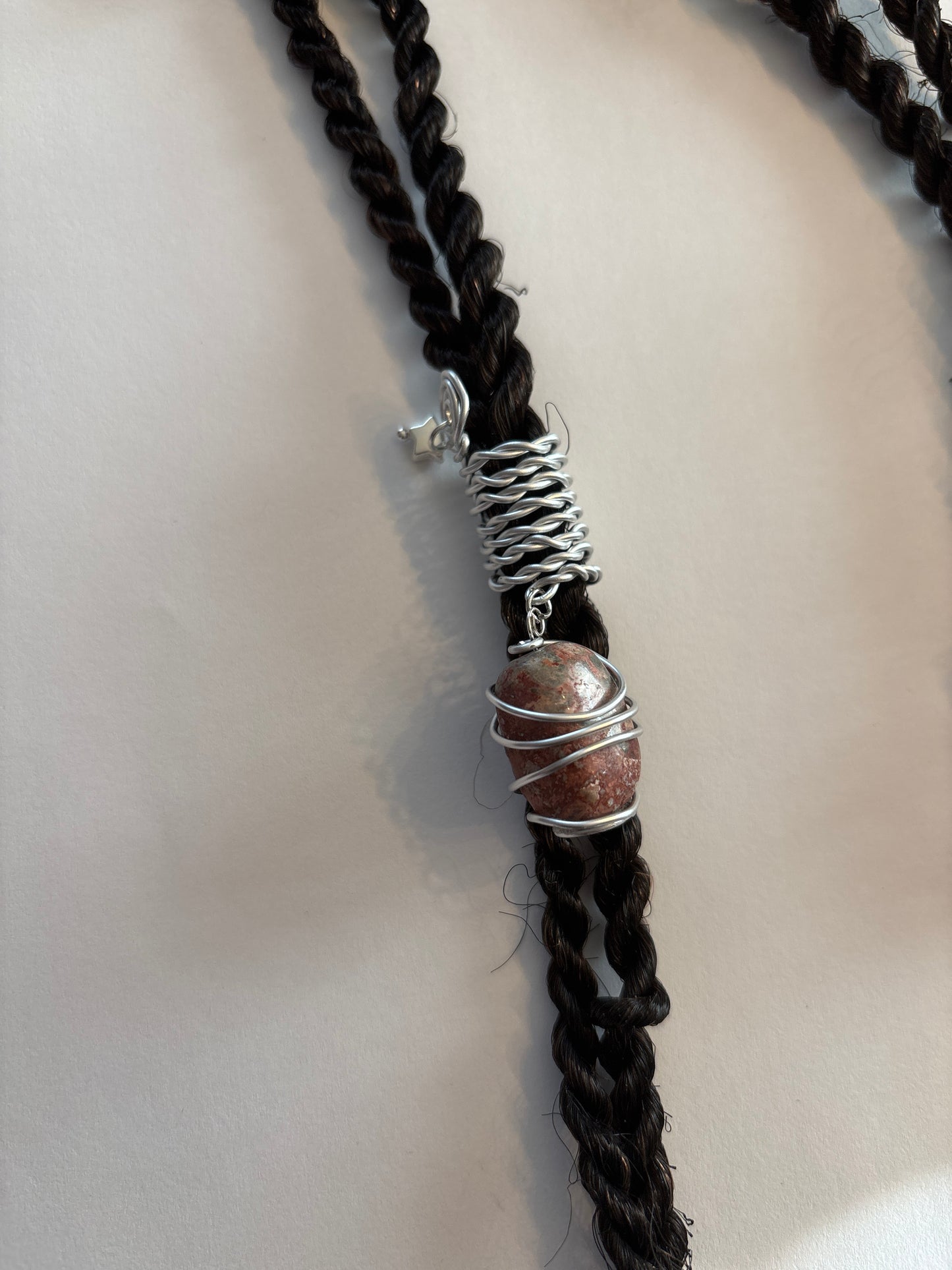 2 piece Handmade Wire Wrapped Natural Stone Hair Jewelry for Dreadlocks Braids Twist