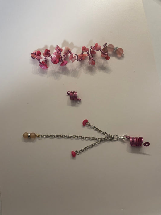 Loc Jewelry Twisted Charm -pink set