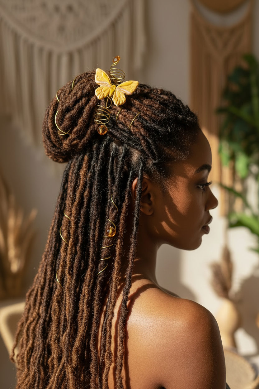 Butterfly Loc Jewelry – Handmade Gold Wire Hair Cuff