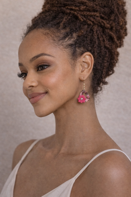 Pink Rainbow — Floral Statement Earrings