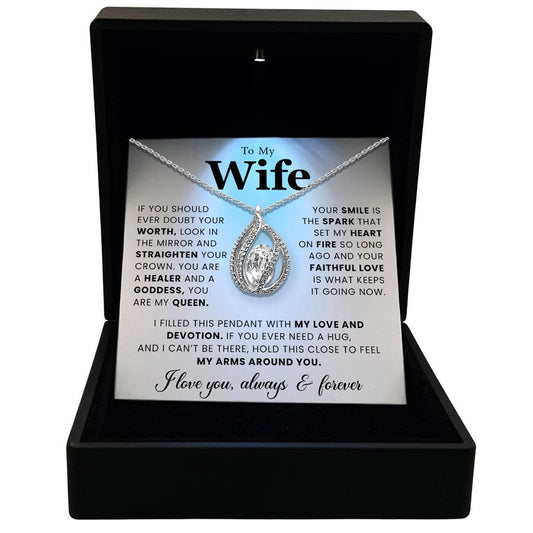 To My Beautiful Wife - I Love You, Always &  Forever - Orbital Birdcage Necklace