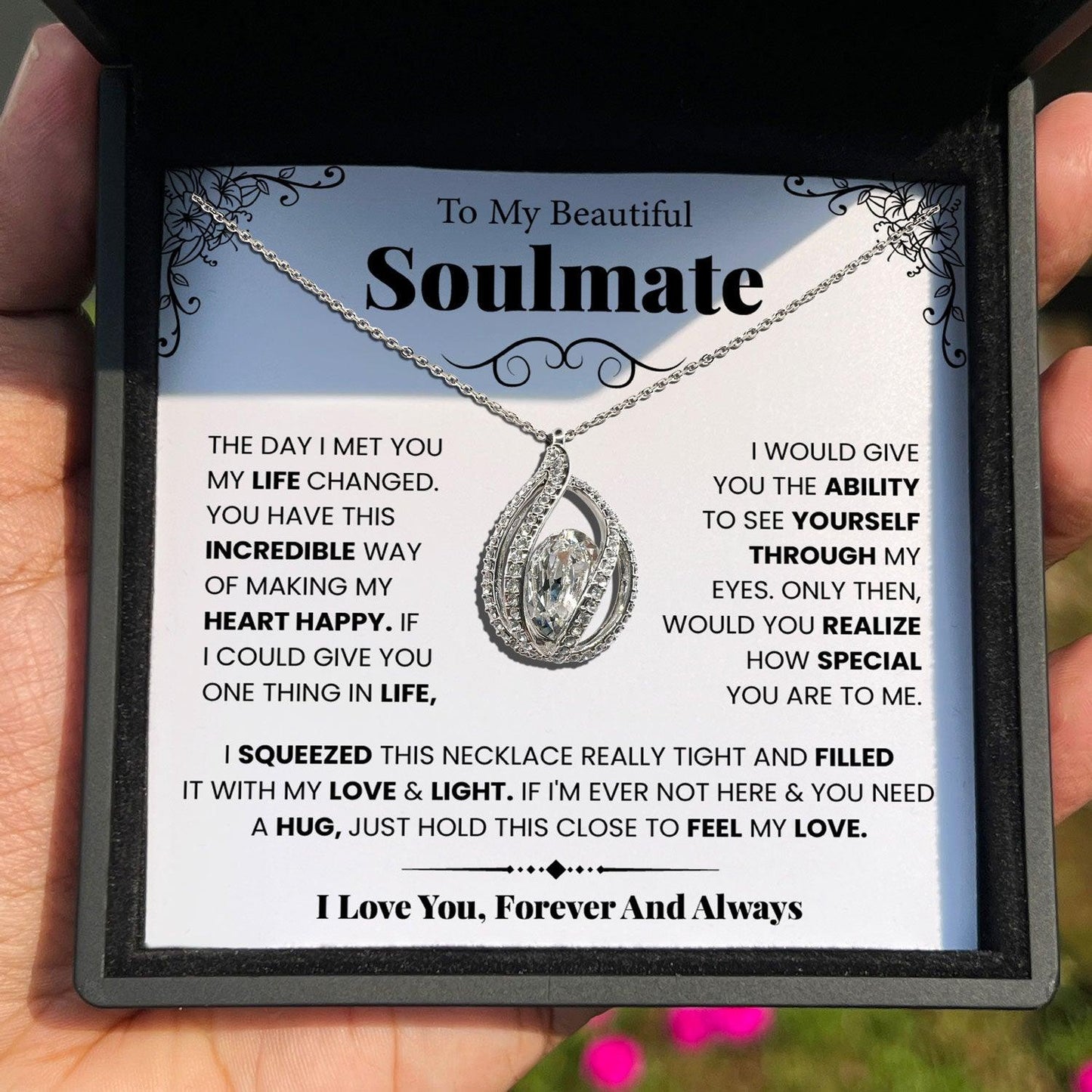 To My Beautiful Soulmate Birdcage Necklace With Authentic Swarovski Crystals
