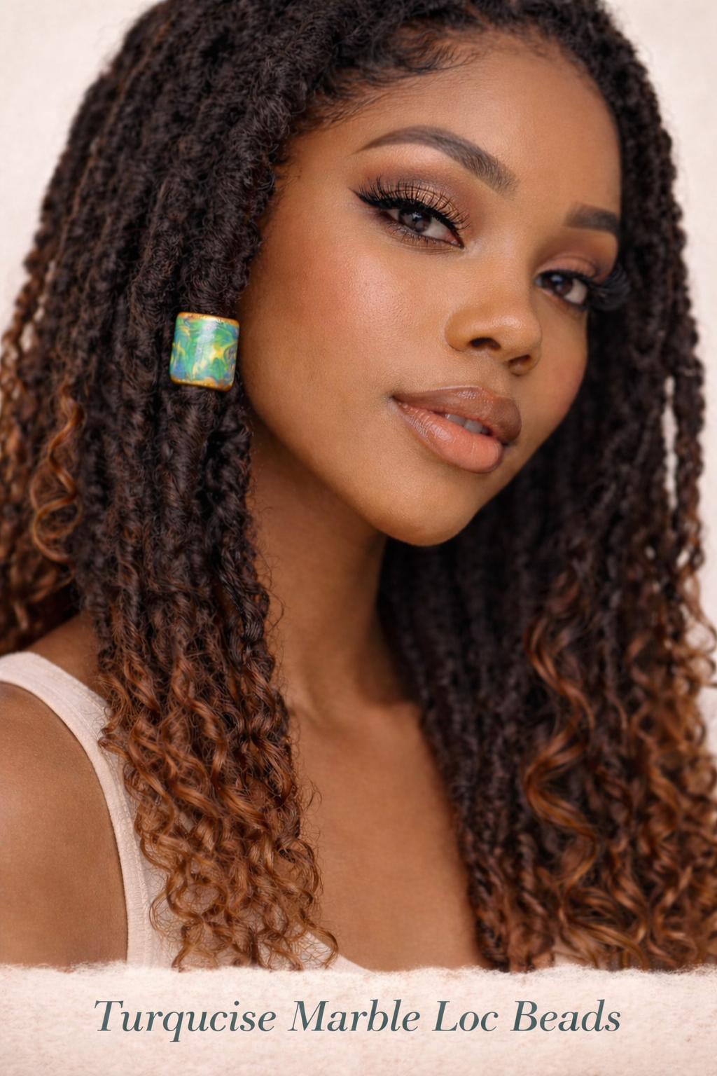 Marble Loc Beads – Handmade Gold-Rimmed Hair Beads for Locs & Dreadlocks (Set of 5)