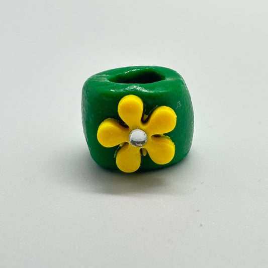 Flower Loc Bead close-up, handmade by BlingN Studio
