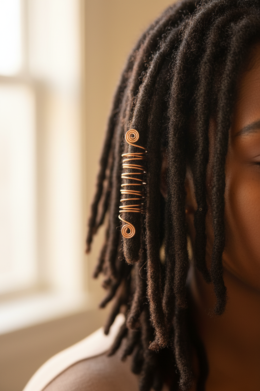 Copper Wire Loc Cuff on Model