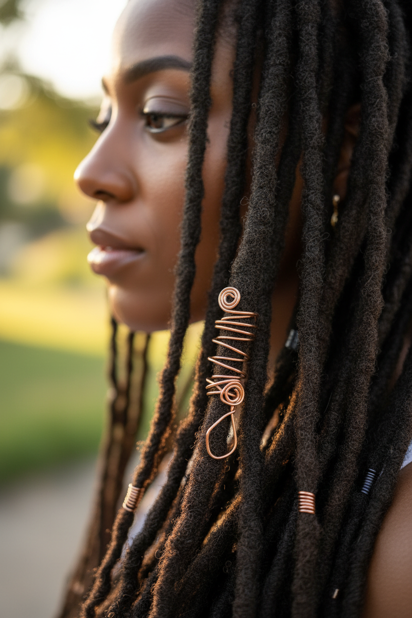 Copper Wire Loc Jewelry on Model