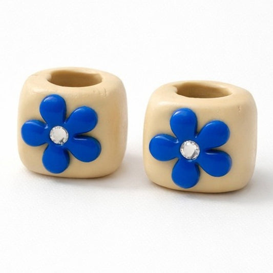 Flower Loc Bead close-up, handmade by BlingN Studio